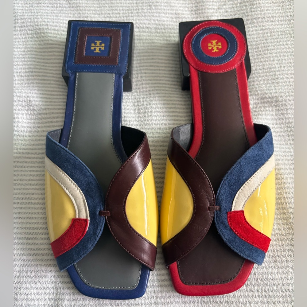 Tory Burch Colorblock Sandals in Red, Blue, Yellow, and Brown - Picture 6 of 7